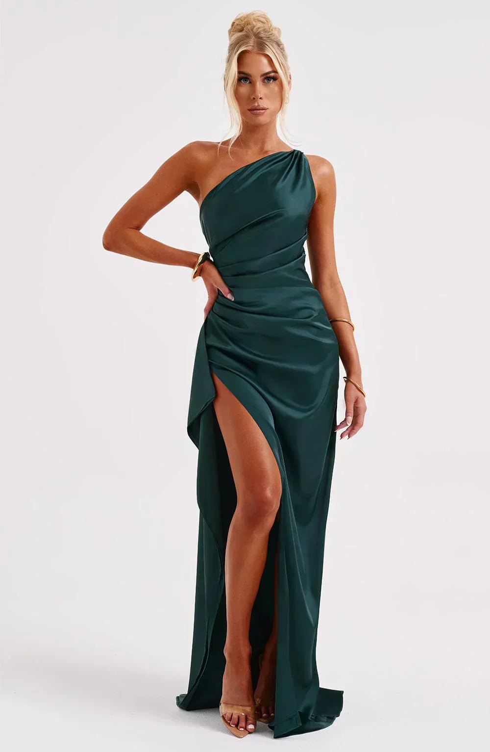 Nora | Dames Asymmetrische One-Shoulder Maxi Jurk met Hoge Split