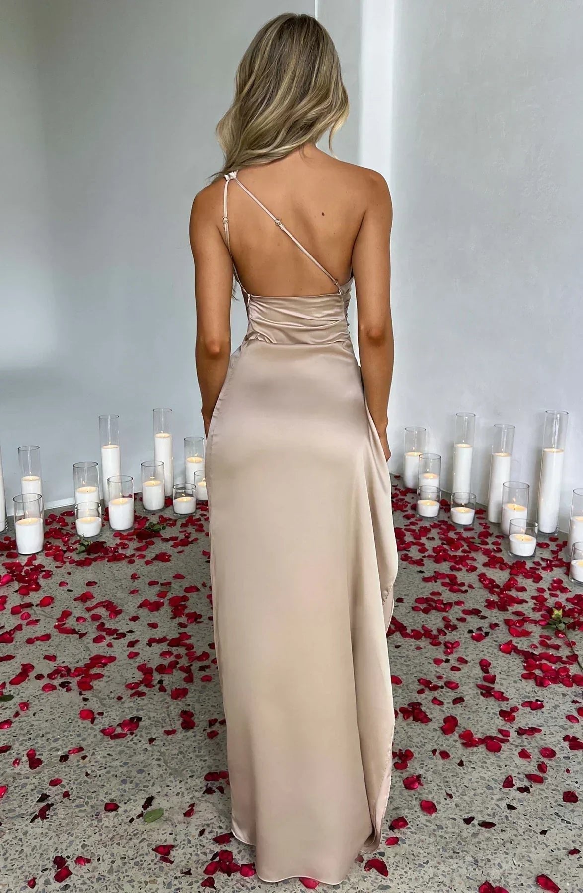 Nora | Dames Asymmetrische One-Shoulder Maxi Jurk met Hoge Split