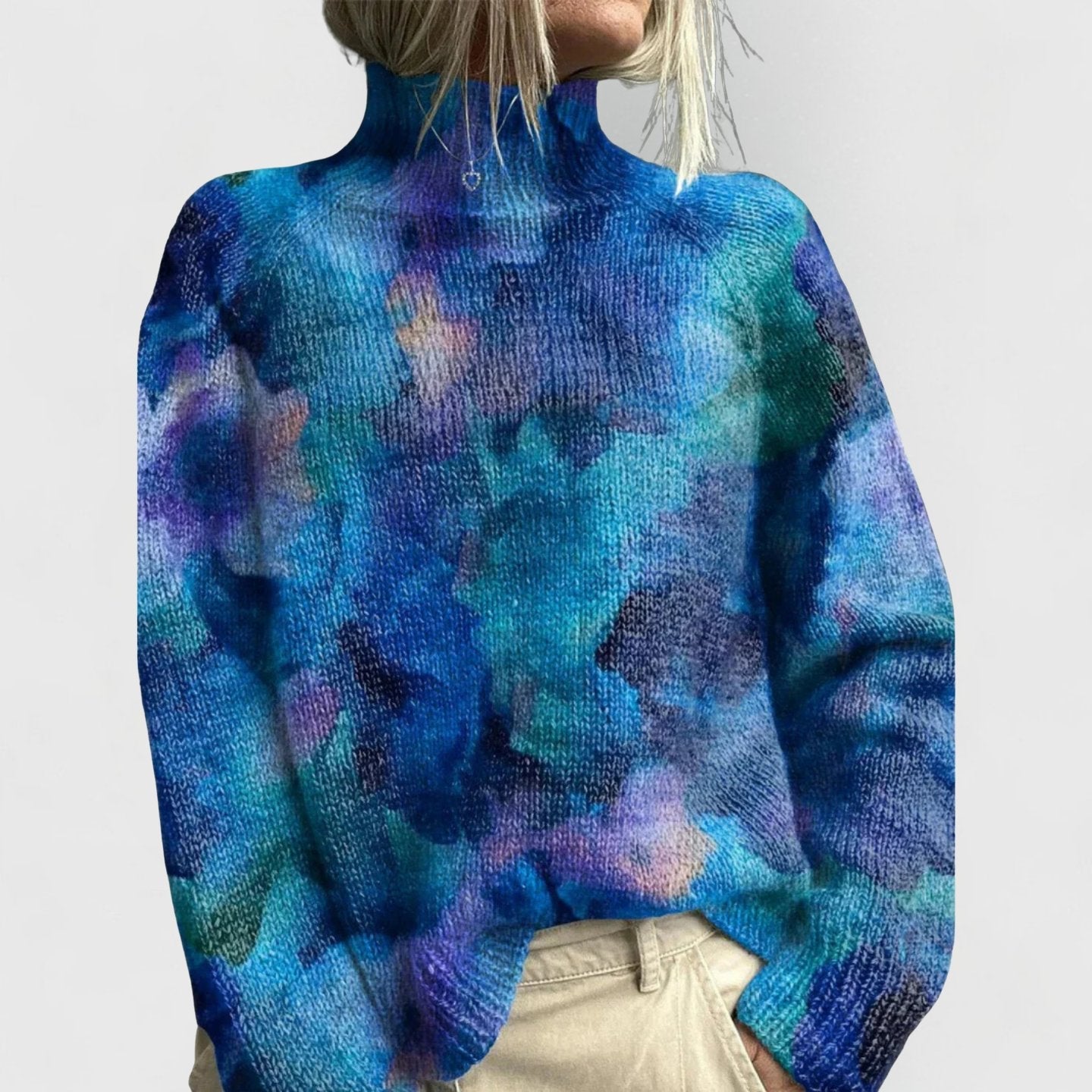 Olivia | Dames Bloemenprint Coltrui Gebreide Relaxed-Fit Pullover