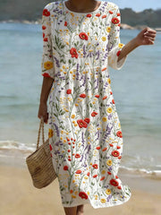Tessa | Dames Bloemenprint Maxi Jurk Wijdvallend A-lijn