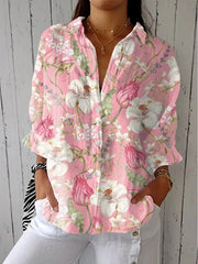 Fleur | Dames Bloemenprint Relaxed-Fit V-hals Blouse