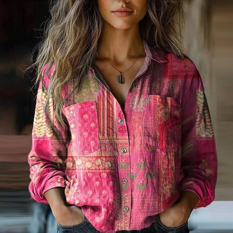 Lieke | Dames Bohemian Paisley Vintage Knoop Blouse