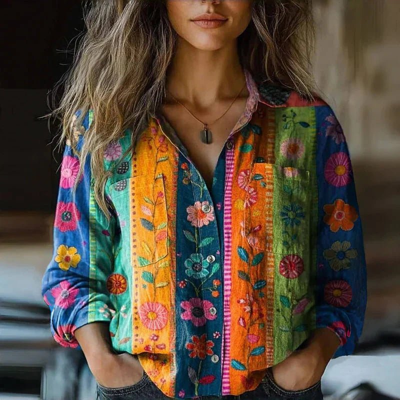 Lieke | Dames Bohemian Paisley Vintage Knoop Blouse