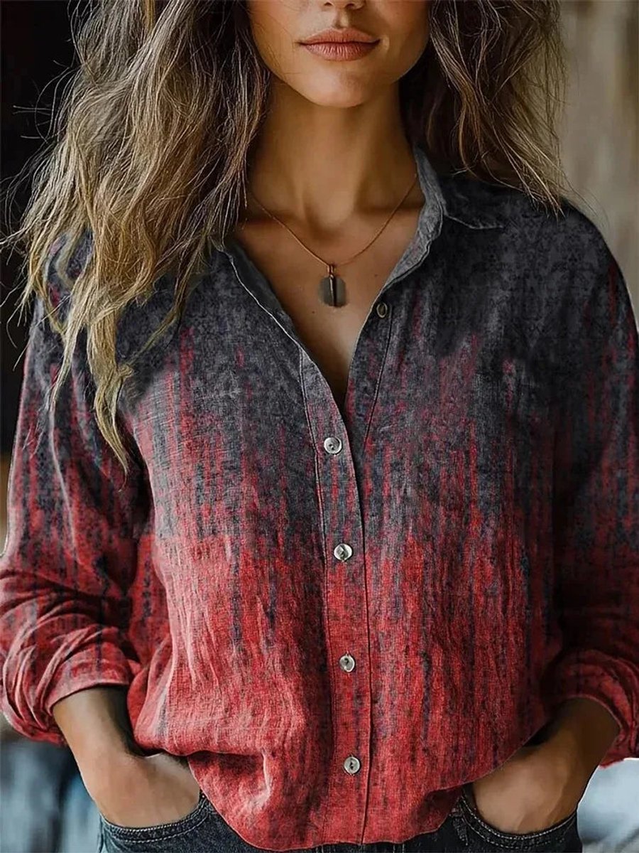 Sanne | Dames Boho Bloemenprint Lange Mouwen Knoopsluiting Blouse