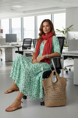 Nora | Dames Boho Bloemenprint Maxi Avondjurk V-hals Verstelbare Taille