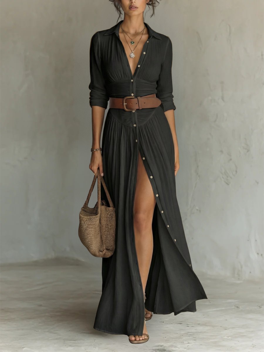 Olivia | Dames Boho Maxi Blousejurk met Riem