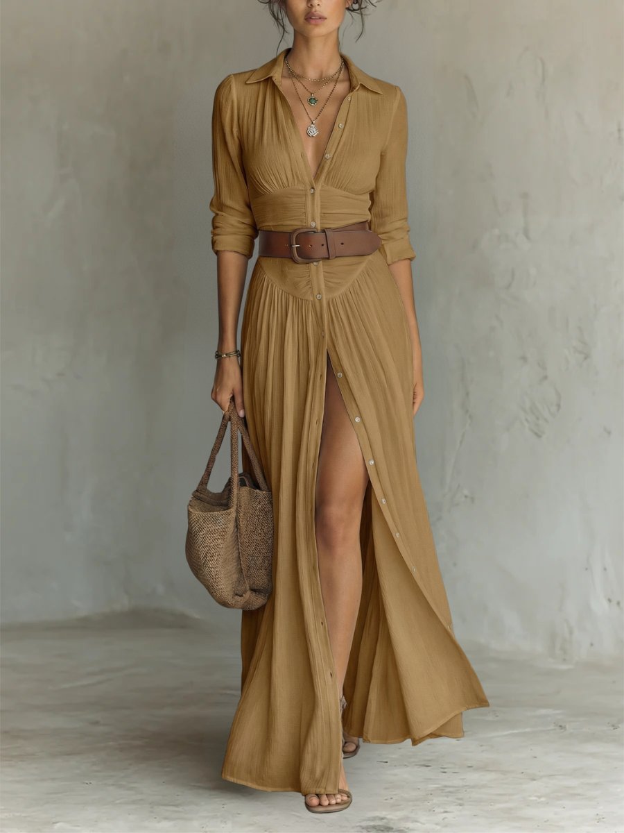 Olivia | Dames Boho Maxi Blousejurk met Riem