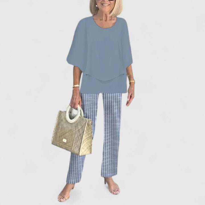 Sanne | Dames Botanische Print Batwing Top Wide-Leg Broek Set