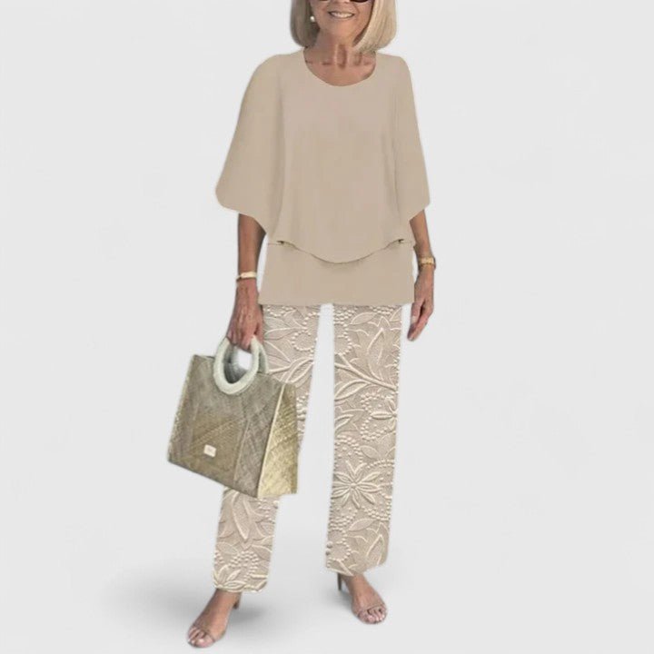 Sanne | Dames Botanische Print Batwing Top Wide-Leg Broek Set