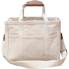 Roos | Dames Canvas Tote Bag Grote Crossbody Schoudertas Meerdere Vakken