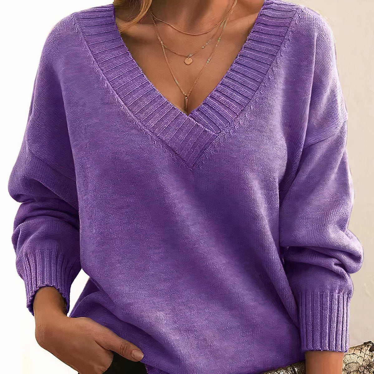 Fleur | Dames Casual Elegante V-hals Gebreide Sweater