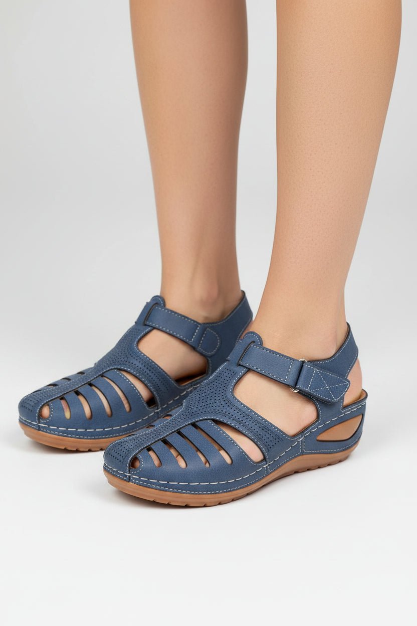 Sanne | Dames Casual Gesloten Klittenband Wigzool Sandalen