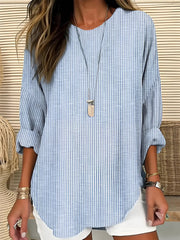Elin | Dames Casual Gestreepte Relaxed-Fit Blouse met Ronde Hals
