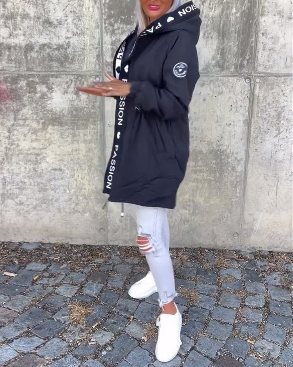 Femke | Dames Casual Hooded Women Coat Middellang Trekkoord