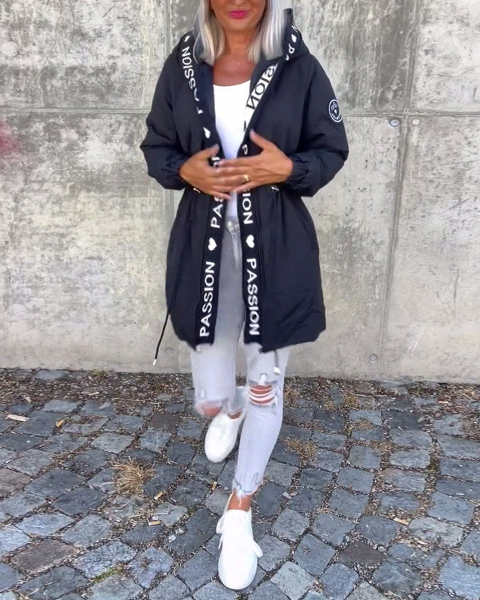 Femke | Dames Casual Hooded Women Coat Middellang Trekkoord