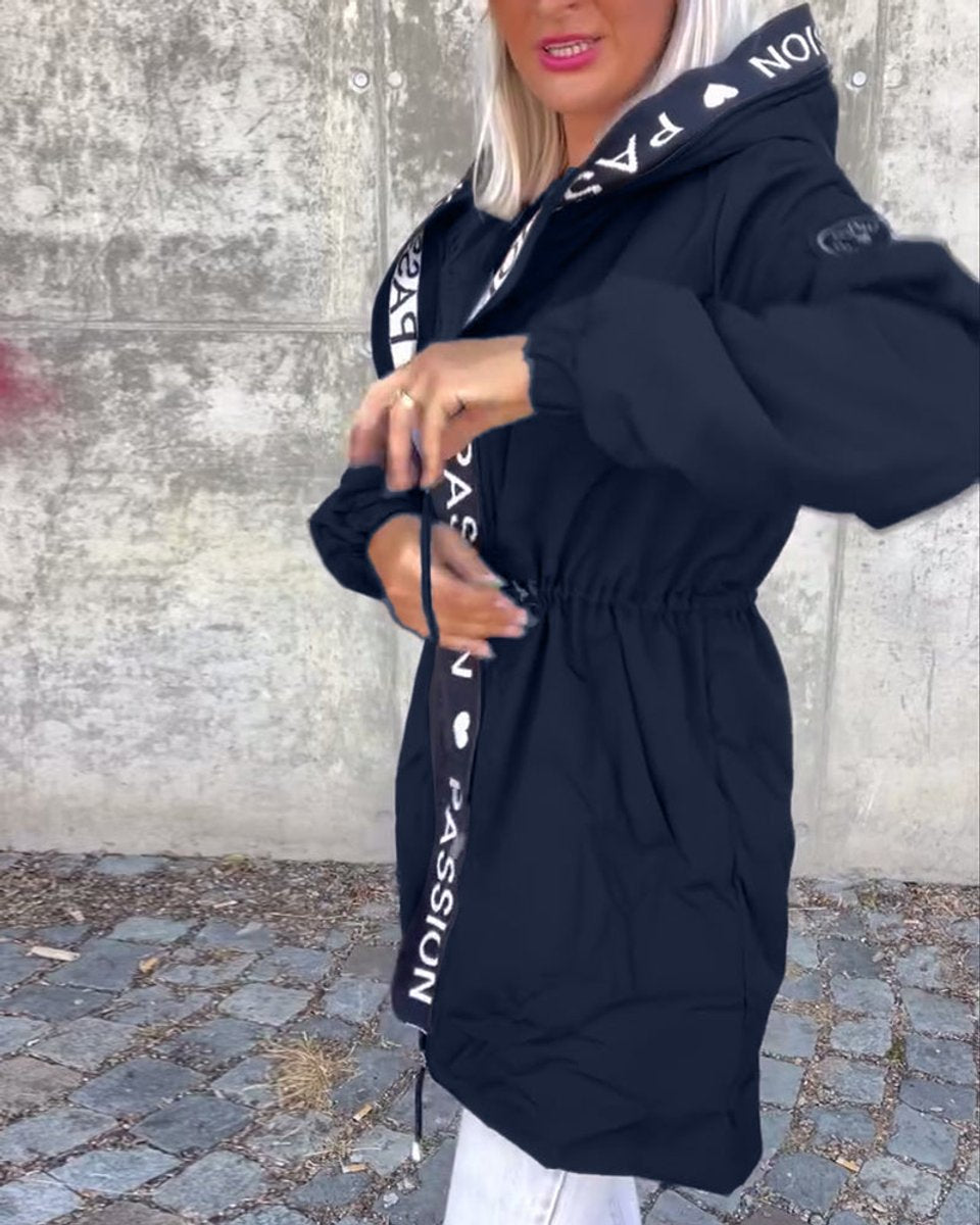 Femke | Dames Casual Hooded Women Coat Middellang Trekkoord