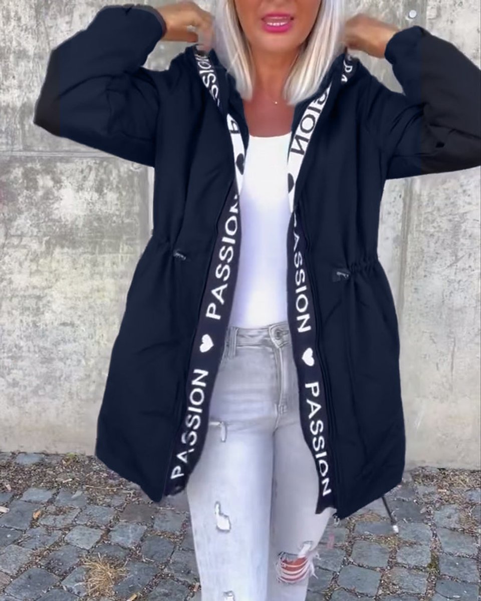 Femke | Dames Casual Hooded Women Coat Middellang Trekkoord