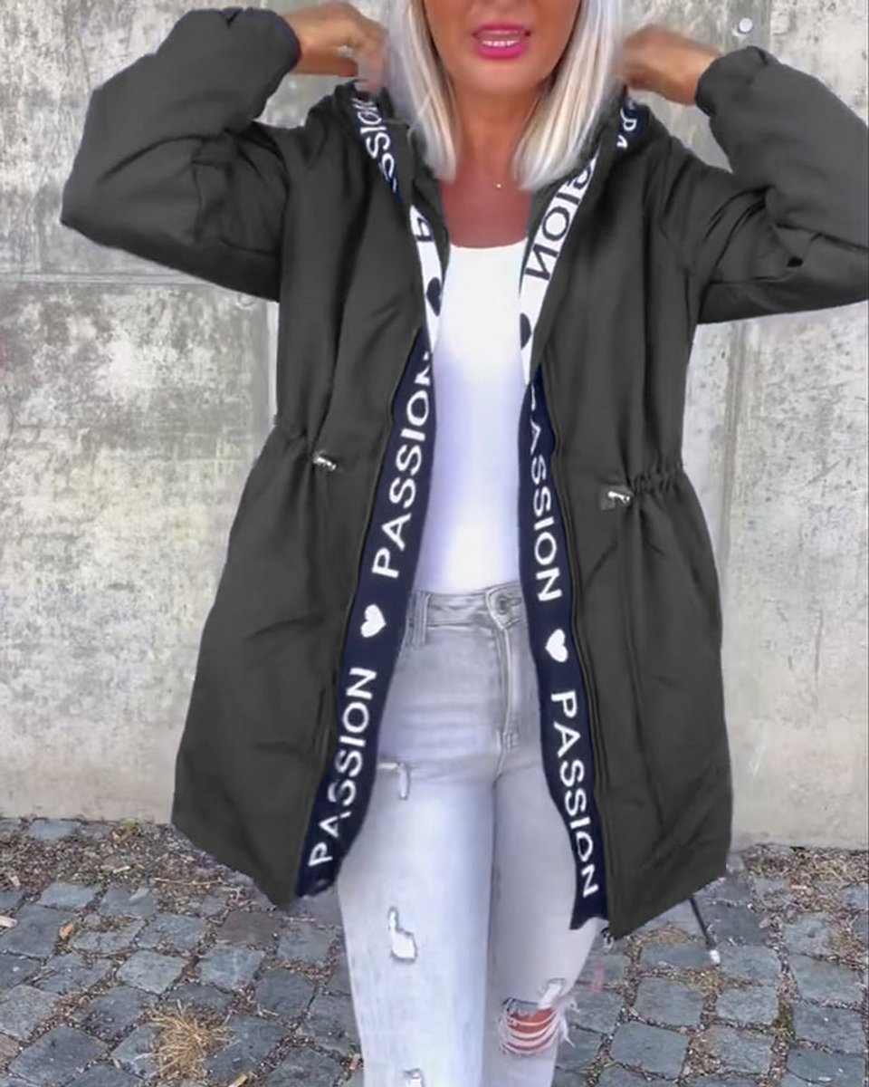 Femke | Dames Casual Hooded Women Coat Middellang Trekkoord