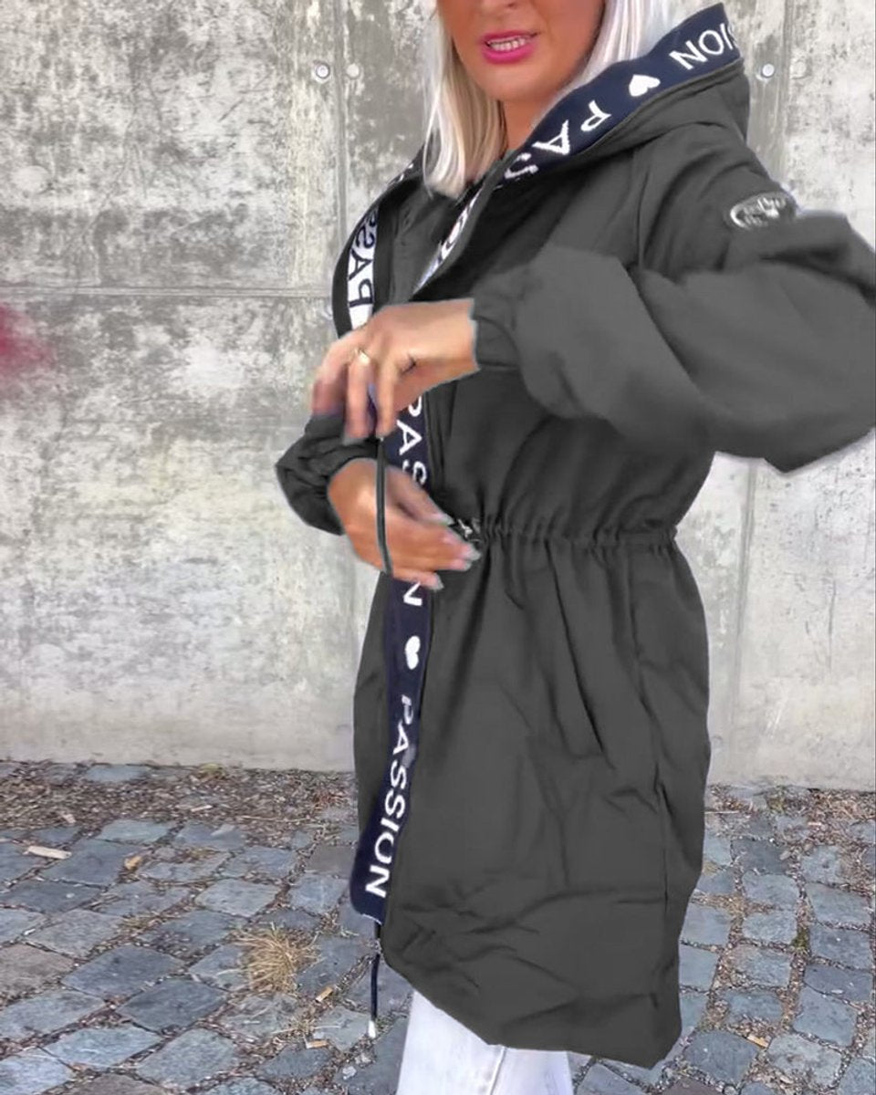 Femke | Dames Casual Hooded Women Coat Middellang Trekkoord