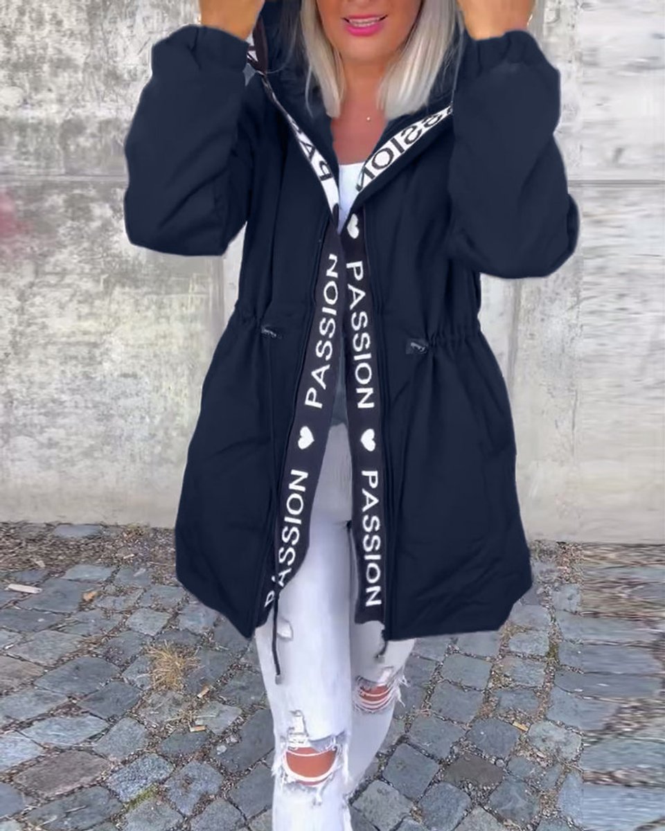 Femke | Dames Casual Hooded Women Coat Middellang Trekkoord