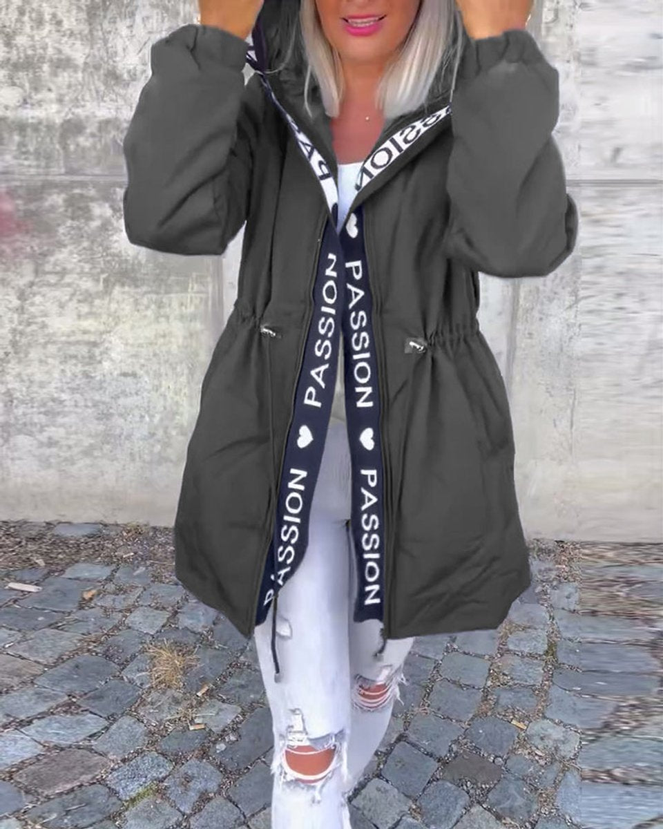 Femke | Dames Casual Hooded Women Coat Middellang Trekkoord
