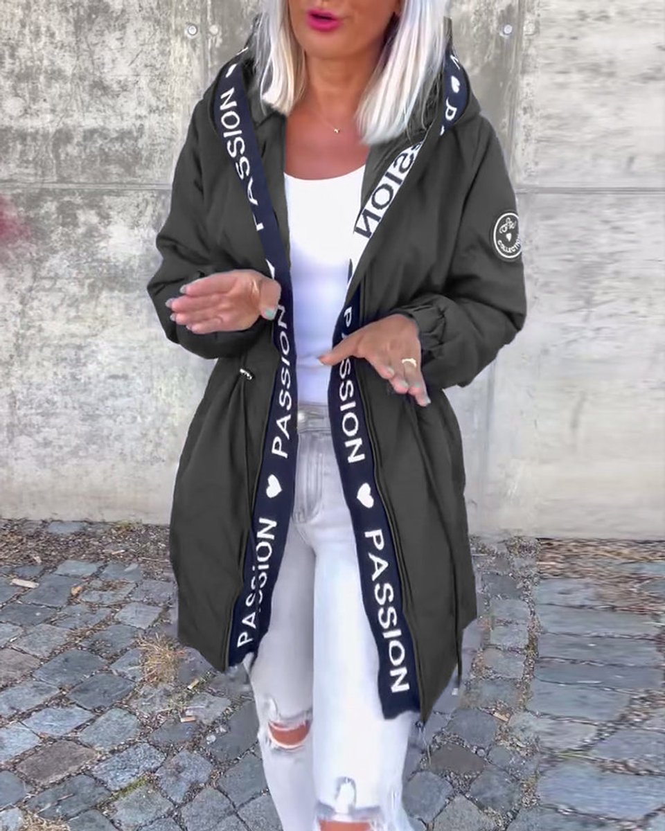 Femke | Dames Casual Hooded Women Coat Middellang Trekkoord