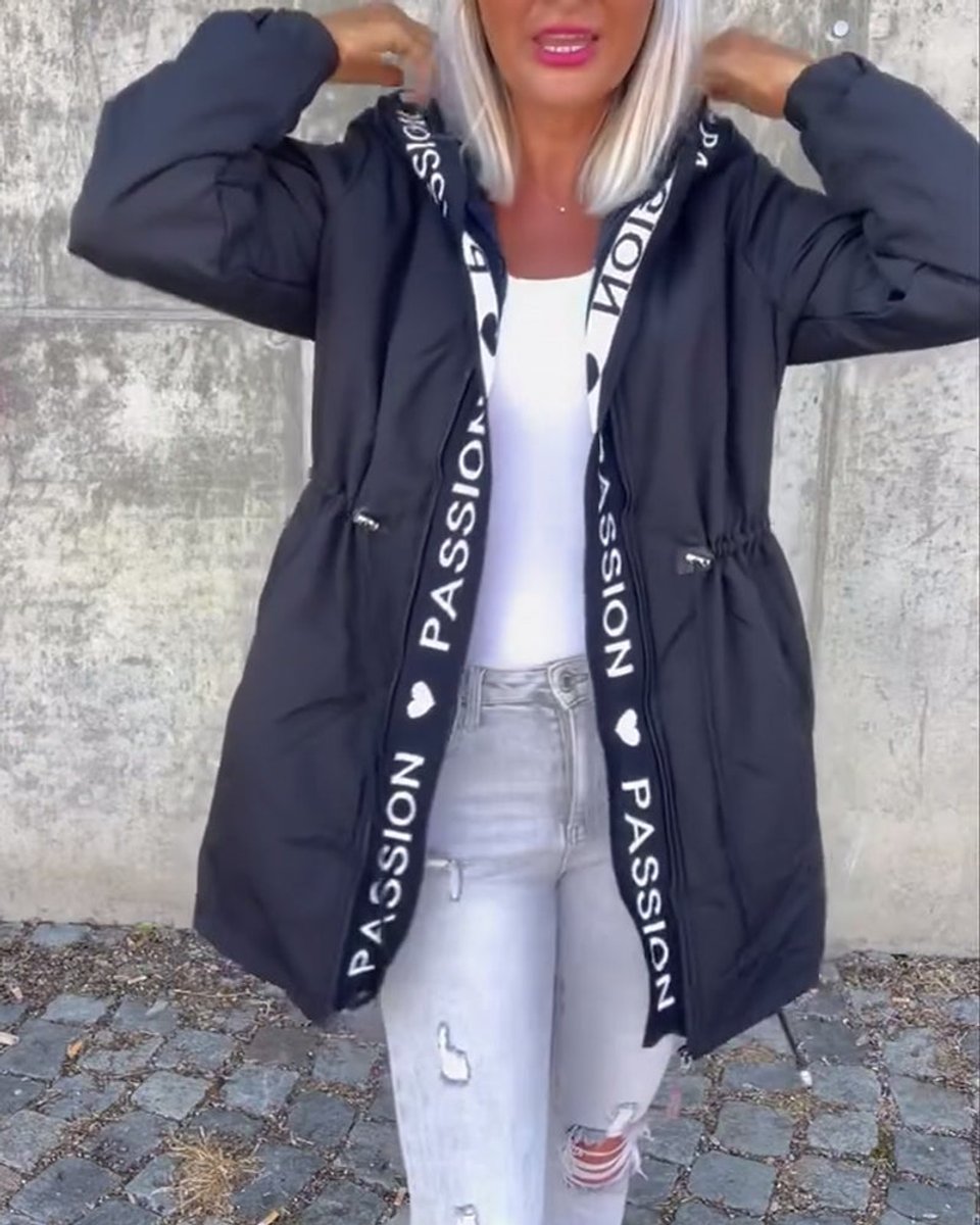 Femke | Dames Casual Hooded Women Coat Middellang Trekkoord