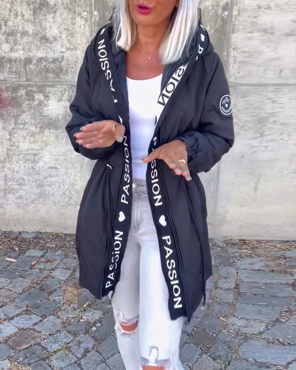 Femke | Dames Casual Hooded Women Coat Middellang Trekkoord