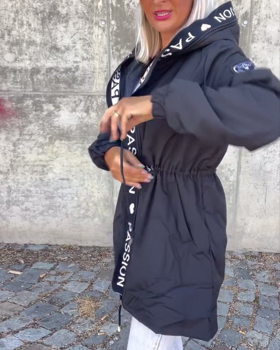 Femke | Dames Casual Hooded Women Coat Middellang Trekkoord