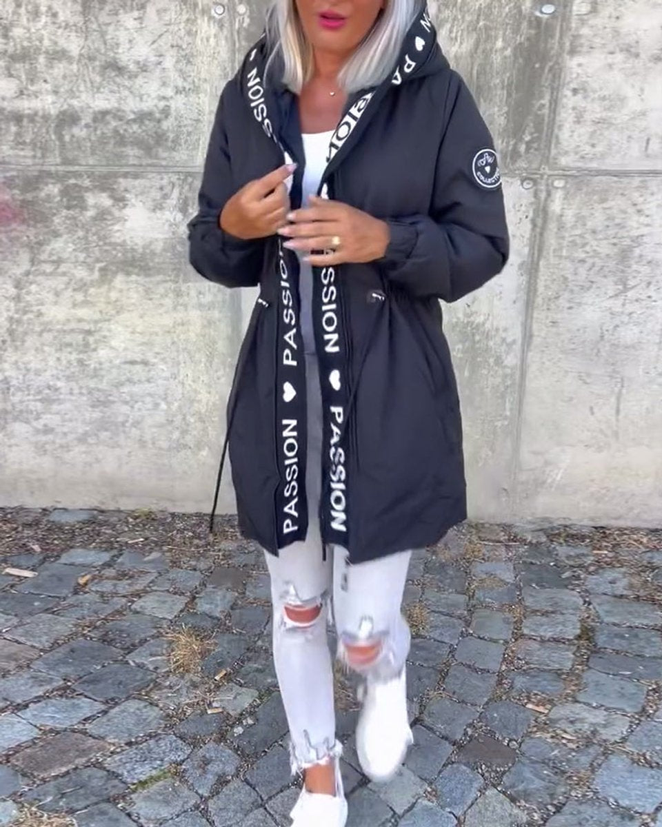 Femke | Dames Casual Hooded Women Coat Middellang Trekkoord
