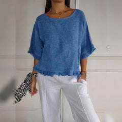 Anna | Dames Casual Lichtgewicht Ruffle Detail Blouse