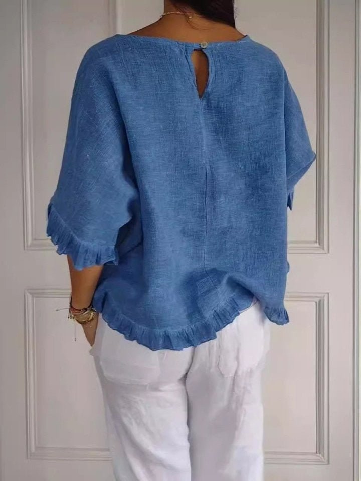 Anna | Dames Casual Lichtgewicht Ruffle Detail Blouse