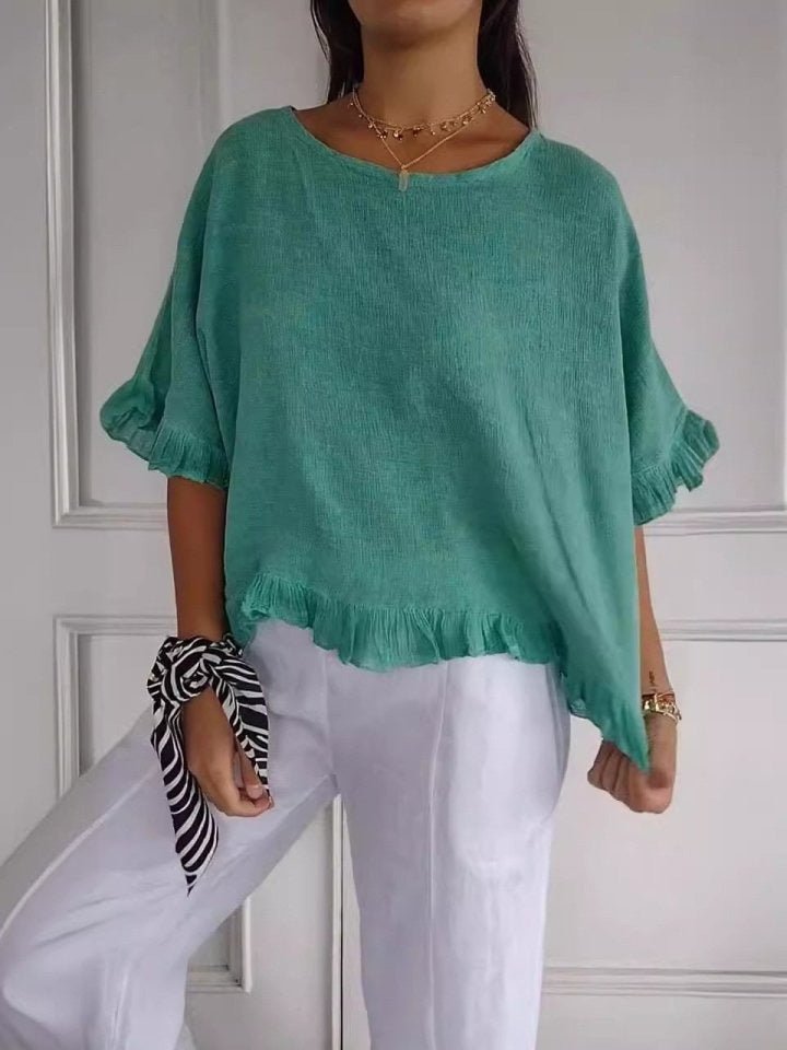 Anna | Dames Casual Lichtgewicht Ruffle Detail Blouse