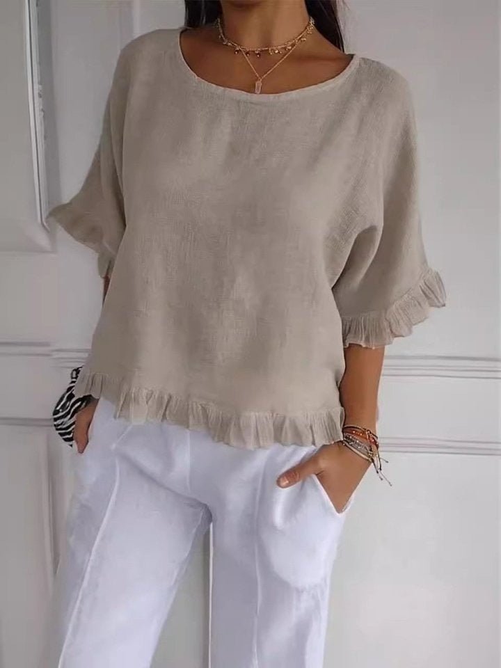 Anna | Dames Casual Lichtgewicht Ruffle Detail Blouse