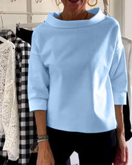 Fleur | Dames Casual Top met Bateauhalslijn en Driekwartmouwen