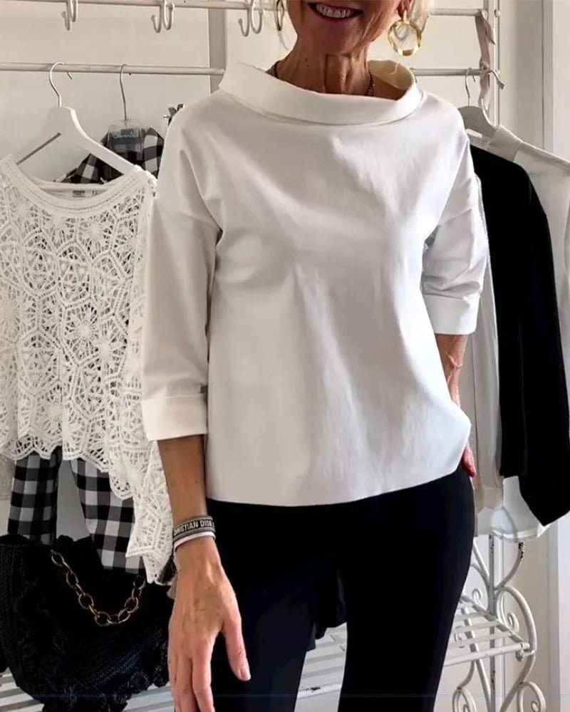 Fleur | Dames Casual Top met Bateauhalslijn en Driekwartmouwen