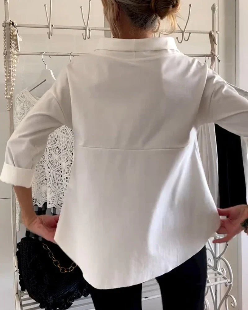 Fleur | Dames Casual Top met Bateauhalslijn en Driekwartmouwen