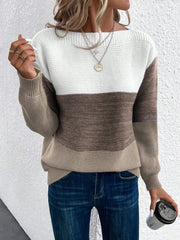 Sophie | Dames Colorblock Relaxed-Fit Knit Sweater Ronde Hals