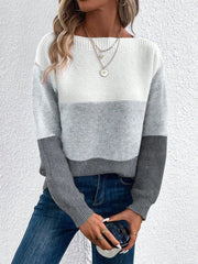 Sophie | Dames Colorblock Relaxed-Fit Knit Sweater Ronde Hals