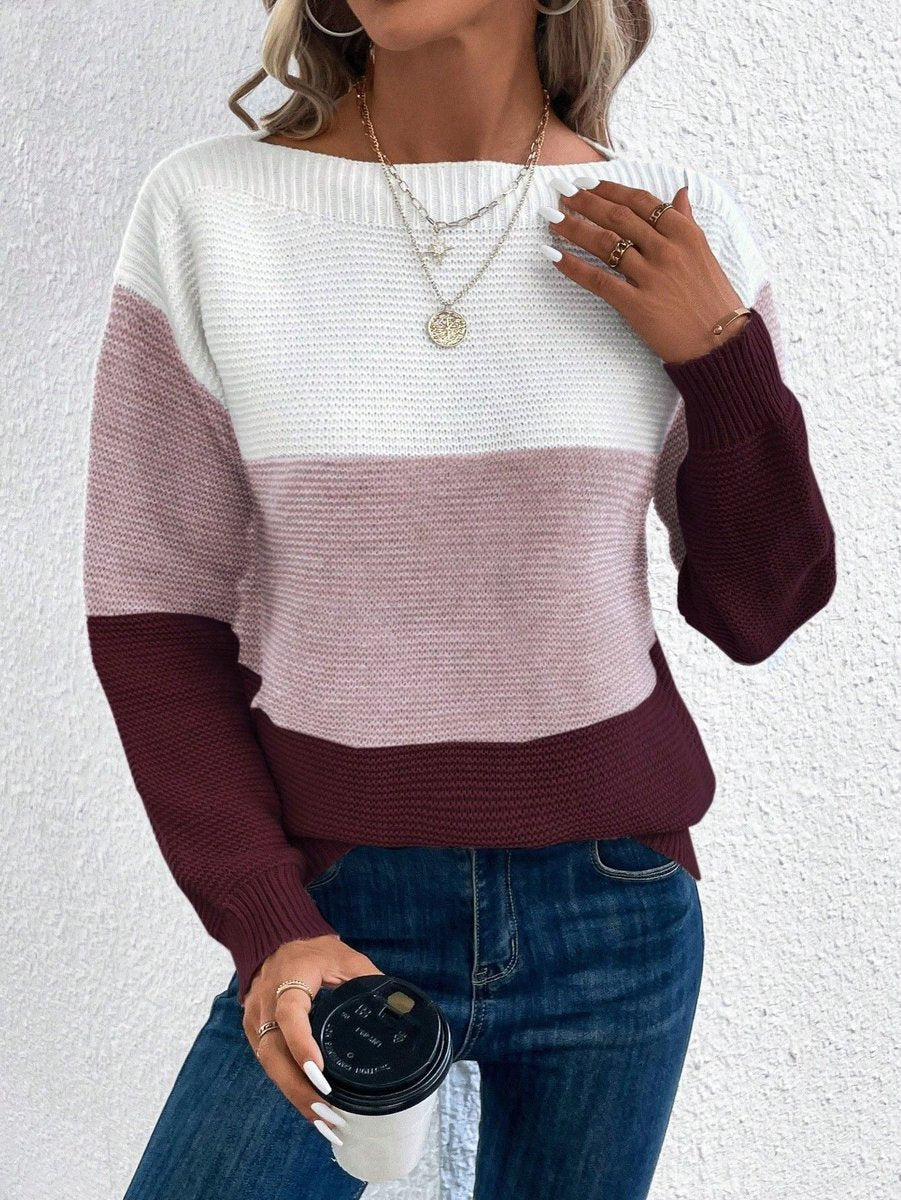 Sophie | Dames Colorblock Relaxed-Fit Knit Sweater Ronde Hals