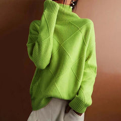 Lotte | Dames Coltrui Pullover Geruit Gebreid Turtleneck Sweater