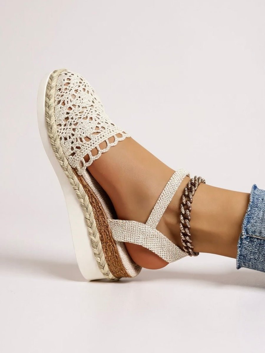 Sanne | Dames Comfortabele Sandalen Boho Haakwerk Espadrille Enkelband