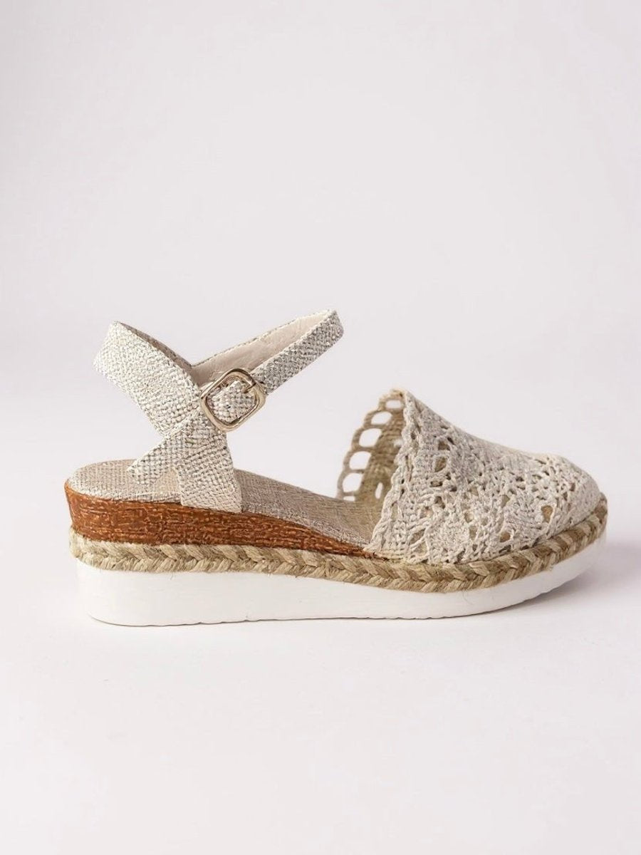 Sanne | Dames Comfortabele Sandalen Boho Haakwerk Espadrille Enkelband
