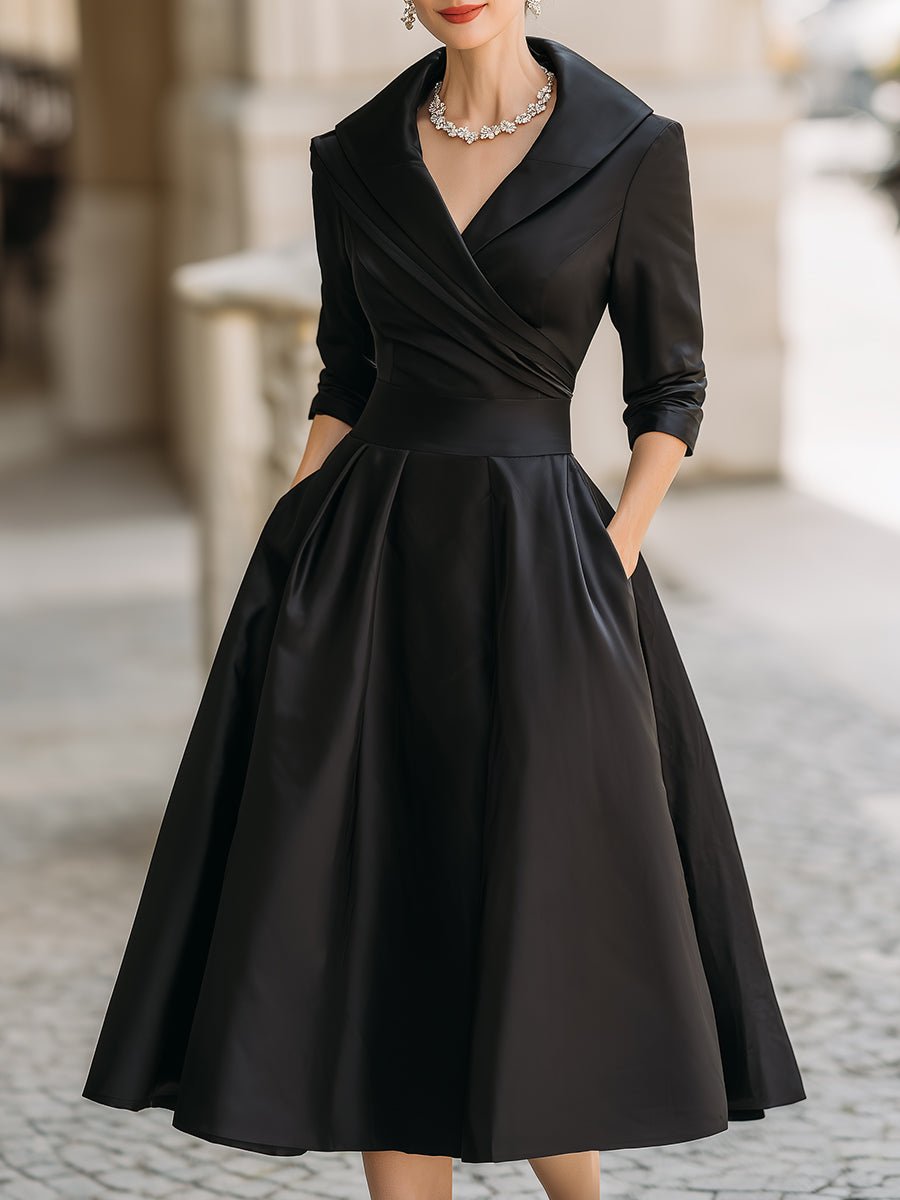 Lotte | Dames Elegante A-lijn Cocktail Party Dress met V-hals en Zakken