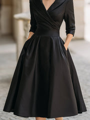 Lotte | Dames Elegante A-lijn Cocktail Party Dress met V-hals en Zakken