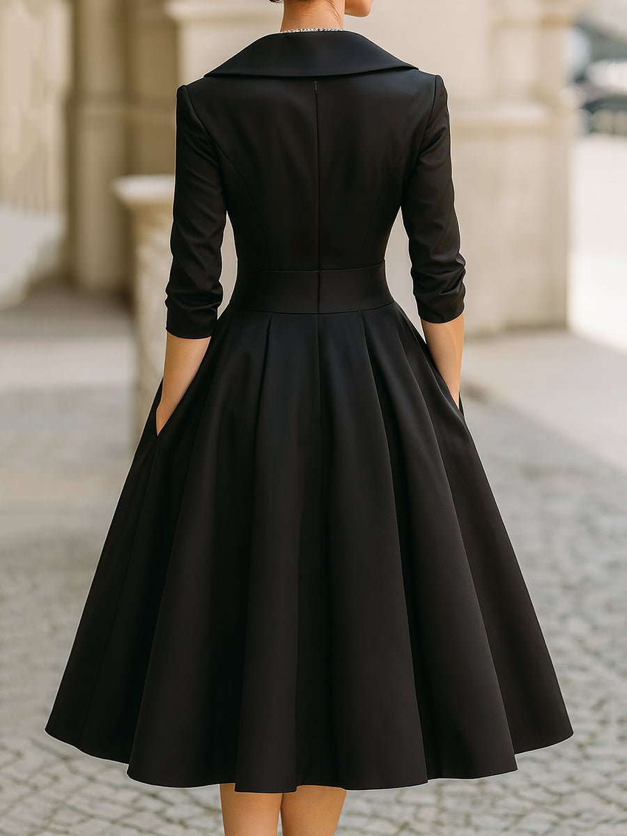 Lotte | Dames Elegante A-lijn Cocktail Party Dress met V-hals en Zakken