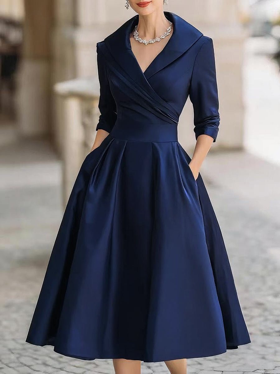 Lotte | Dames Elegante A-lijn Cocktail Party Dress met V-hals en Zakken