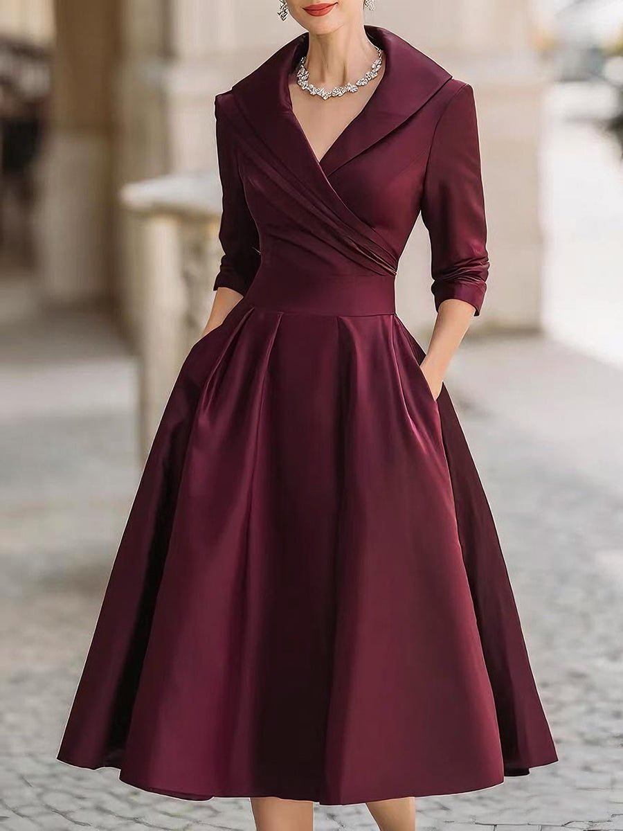 Lotte | Dames Elegante A-lijn Cocktail Party Dress met V-hals en Zakken