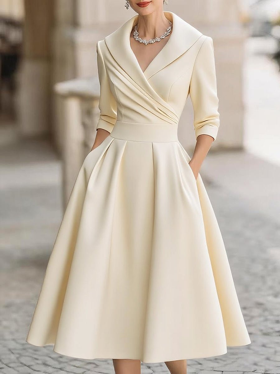 Lotte | Dames Elegante A-lijn Cocktail Party Dress met V-hals en Zakken