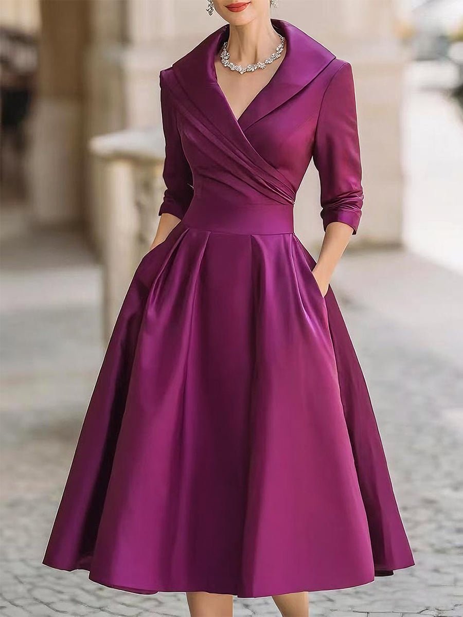 Lotte | Dames Elegante A-lijn Cocktail Party Dress met V-hals en Zakken